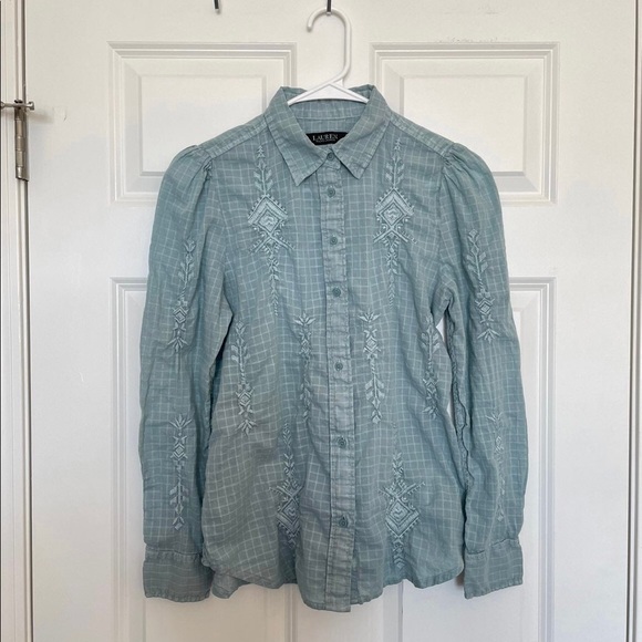 Lauren Ralph Lauren embroidered checked cotton dobby shirt - Picture 4 of 4